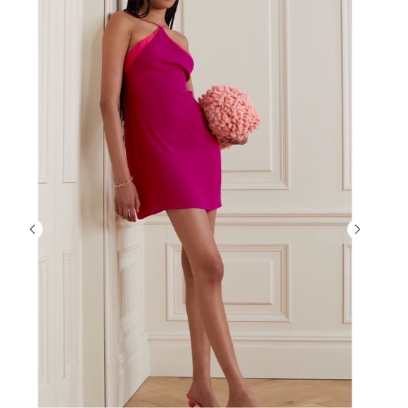 Reformation Polka Two Tone Crepe Mini Dress Pink Size 4 - Picture 1 of 6